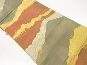 道長取り・抽象横段模様織出し袋帯